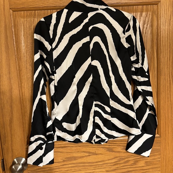 Zebra Print - Black & Ivory long sleeve tailored blouse -Sergio Hudson XXS & XL - Picture 6 of 14
